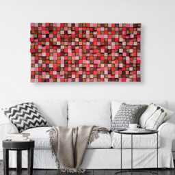 Reclaimed Wood Wall Art Mosaic - Large Pink Red Bronze Sculpture - thumbnail 3