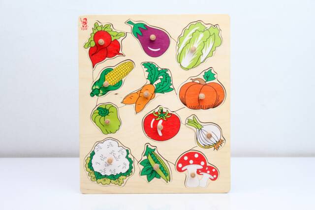 Mixed Vegetables & Fruits Puzzle, Wooden Learning Fruits, Handmade - image 1