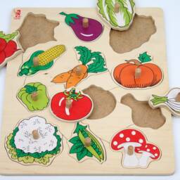 Mixed Vegetables & Fruits Puzzle, Wooden Learning Fruits, Handmade - thumbnail 4