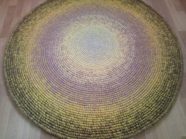Handmade Round Wool Rug, Modern Crochet Area Rug - image 1