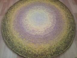 Handmade Round Wool Rug, Modern Crochet Area Rug - thumbnail 1