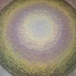 Handmade Round Wool Rug, Modern Crochet Area Rug - thumbnail 2