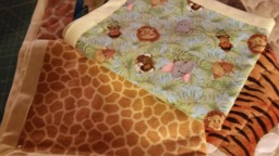 Baby Quilt Set Safari Animals, Receiving Blankets - 3 Piece - thumbnail 1