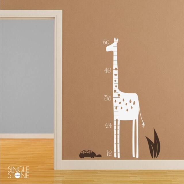 Nursery Giraffe Wall Decal Growth Chart - Vinyl Stickers Art Custom Home Decor - image 1