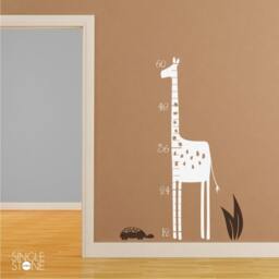 Nursery Giraffe Wall Decal Growth Chart - Vinyl Stickers Art Custom Home Decor - thumbnail 1