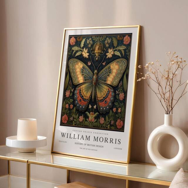 William Morris Print, Art, Exhibition Poster, Butterfly Gifts, Decor, Art Wall - image 1