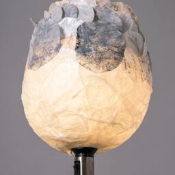 Handmade White & Gray Paper Lampshade Modern Desk Or Floor Lamp - thumbnail 2