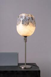 Handmade White & Gray Paper Lampshade Modern Desk Or Floor Lamp
