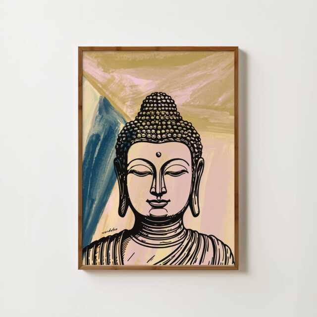 Buddha Wall Art Print - Zen Meditation Decor Spiritual Asian Home Poster Mindfulness Minimal Gautam Buddhism - image 1
