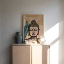 Buddha Wall Art Print - Zen Meditation Decor Spiritual Asian Home Poster Mindfulness Minimal Gautam Buddhism - thumbnail 3