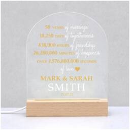 50Th Anniversary Gift, Wedding Parents Grandparents 50 Years Marriage Led Night Light, Golden - thumbnail 3