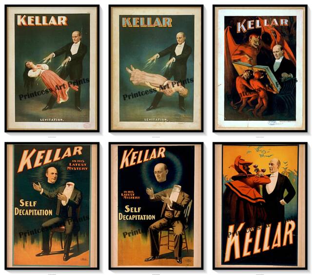 Vintage Magician Kellar Magic Show Poster Ads Set Of 6 Prints - image 1