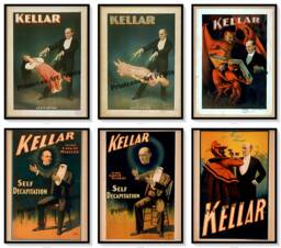 Vintage Magician Kellar Magic Show Poster Ads Set Of 6 Prints - thumbnail 1