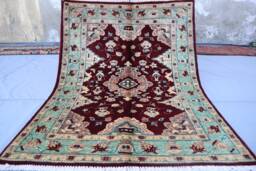 3x4 Ft Afghan Geometric Area Rug Soft Pile Wool Handmade Rug, Oriental Red Boho Contemporary Door Mat, Bathroom, Home Decor Carpet - thumbnail 1