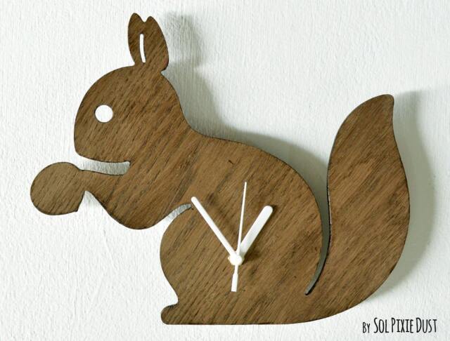 Cute Squirrel Holding An Acorn - Wooden Wall Clock - image 1