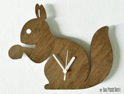 Cute Squirrel Holding An Acorn - Wooden Wall Clock - thumbnail 1