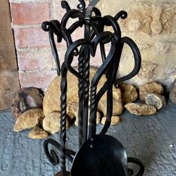 Heart Fireplace Companion Set, 4 Piece Poker, Tongs, Dustpan & Brush With Stand - thumbnail 2