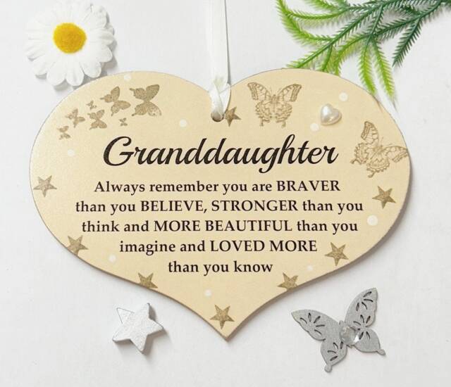 Inspirational Gift Heart For A Special Granddaughter - Always Remember You Are Braver Than Think Wooden - image 1