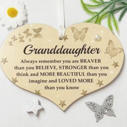 Inspirational Gift Heart For A Special Granddaughter - Always Remember You Are Braver Than Think Wooden - thumbnail 2