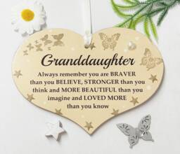 Inspirational Gift Heart For A Special Granddaughter - Always Remember You Are Braver Than Think Wooden - thumbnail 1