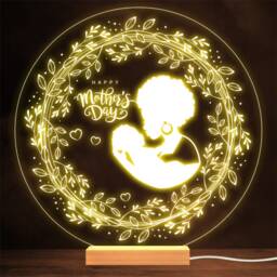 Happy Mother's Day Silhouette Mother Afro Personalised Gift Lamp Night Light - thumbnail 1