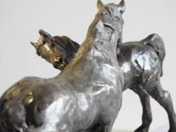 Arab & Goliath Bronze Horse Sculpture Clydesdale & Arabian Art By Kindrie Grove - thumbnail 1