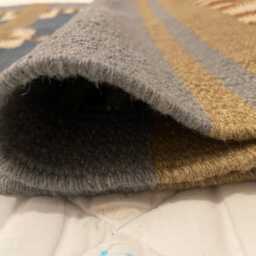 Handmade Ivory & Brown Swedish Kilim Rug, Wool Scandinavian Runner Bohemia Minimal Decor - thumbnail 3