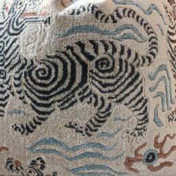 Clarence House Pillow Cover in Graphite Tibetan Dragon Raised Velvet - thumbnail 3