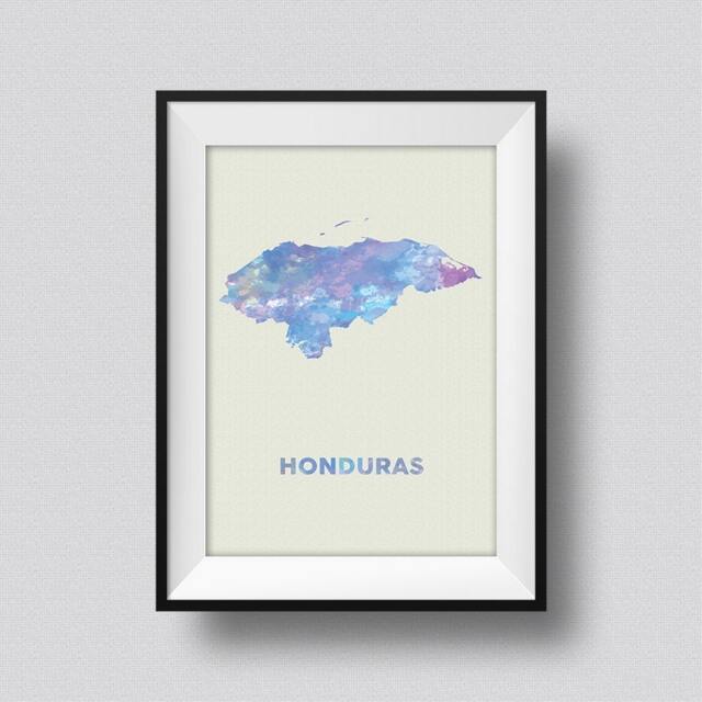 Honduras Watercolor Map Art Print Ink Splash Poster Canvas