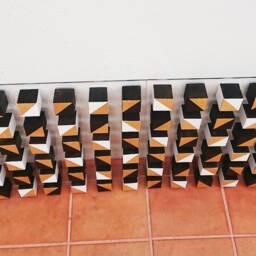Modern 3D Cube Wood Wall Art Gold Leaf Mosaic - 31.5 X 23.6 - thumbnail 4