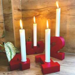 Modern Advent Wreath, Numbers 1-4 For Taper Candles, Christmas Decoration, Table Arrangement, Candle Holder, Candlestick, Many Colors - thumbnail 2