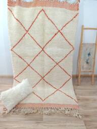Authentic Moroccan Wool Rug, Blue Patterns. Beni Ourain Berber Carpet, Floor Seating, Bohemian Bedside Woven Wool. 67x98 Inch - thumbnail 1