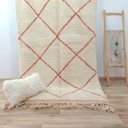 Authentic Moroccan Wool Rug, Blue Patterns. Beni Ourain Berber Carpet, Floor Seating, Bohemian Bedside Woven Wool. 67x98 Inch - thumbnail 2