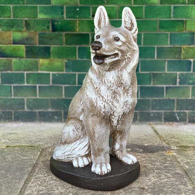 German Shepherd Statue Outdoor Dog Ornament Stone Pet Memorial Sculpture For Yard Guardian Concrete Puppy Figurine Decoration Garden - image 1