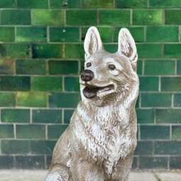 German Shepherd Statue Outdoor Dog Ornament Stone Pet Memorial Sculpture For Yard Guardian Concrete Puppy Figurine Decoration Garden - thumbnail 4