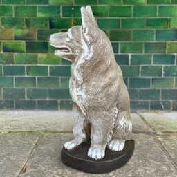 German Shepherd Statue Outdoor Dog Ornament Stone Pet Memorial Sculpture For Yard Guardian Concrete Puppy Figurine Decoration Garden - thumbnail 2