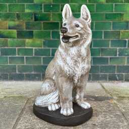 German Shepherd Statue Outdoor Dog Ornament Stone Pet Memorial Sculpture For Yard Guardian Concrete Puppy Figurine Decoration Garden - thumbnail 1