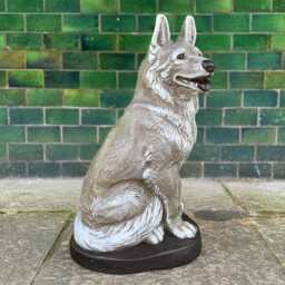 German Shepherd Statue Outdoor Dog Ornament Stone Pet Memorial Sculpture For Yard Guardian Concrete Puppy Figurine Decoration Garden - thumbnail 3
