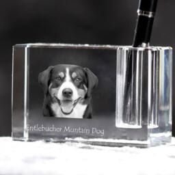 Entlebucher Mountain Dog , Crystal Pen Holder With Dog, Souvenir, Decoration, Limited Edition, Collection - thumbnail 2
