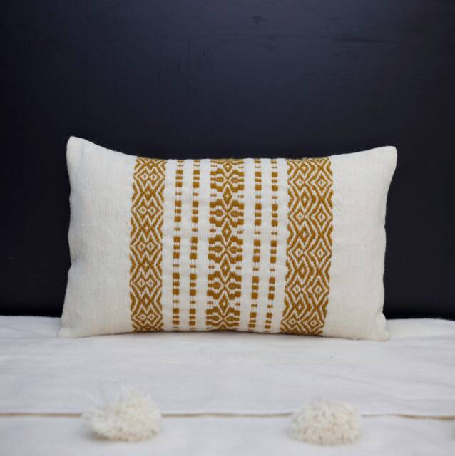 Unique Mustard Pillow Cases - Wool Handwoven Design - image 1