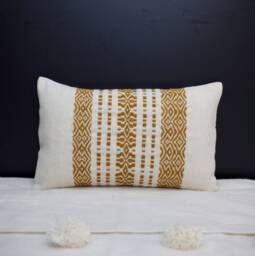Unique Mustard Pillow Cases - Wool Handwoven Design