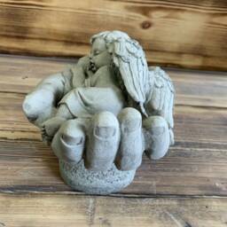 Stone Garden Angel Cherub On Hand Memorial Statue Ornament - thumbnail 2