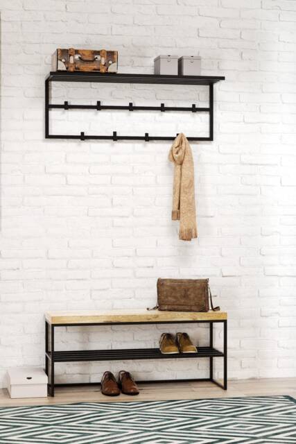 Steel Hanger With A Shelf - Haral 60 cm Wide. Industrial Steel For The Hall, Towel Rail Bathroom - image 1