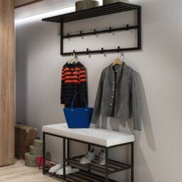 Steel Hanger With A Shelf - Haral 60 cm Wide. Industrial Steel For The Hall, Towel Rail Bathroom - thumbnail 2
