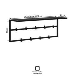 Steel Hanger With A Shelf - Haral 60 cm Wide. Industrial Steel For The Hall, Towel Rail Bathroom - thumbnail 3