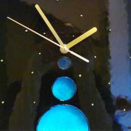 Hand Painted Space Clock Celestial Black Glass Wall Decor - thumbnail 3