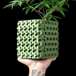 3D Printed Geometric Square Planter Modern Indoor Plant Pot - thumbnail 2