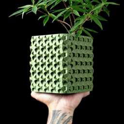 3D Printed Geometric Square Planter Modern Indoor Plant Pot - thumbnail 3