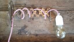 Upcycled French Harmonica Metal Lamp, Red White Cord, Dutch Design - thumbnail 1