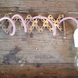 Upcycled French Harmonica Metal Lamp, Red White Cord, Dutch Design - thumbnail 2